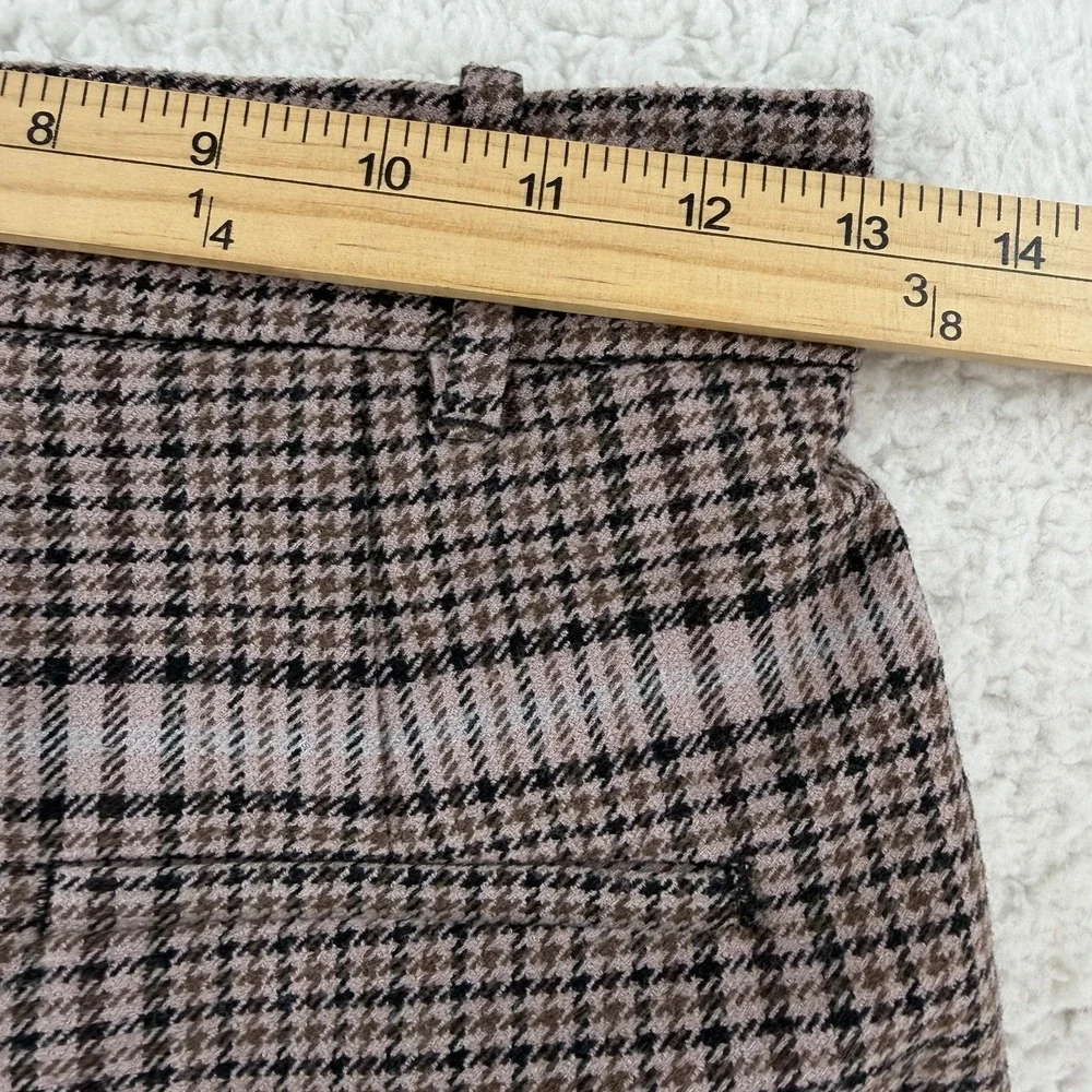 Aritzia Wilfred Dress Pants Womens 4 Brown Plaid Tweed Pleated Relaxed Work‎